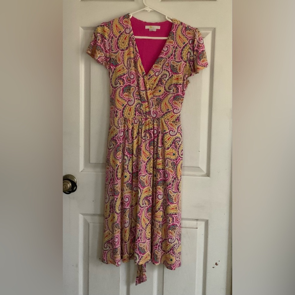 Boden all over paisley print multi color dress, size 6